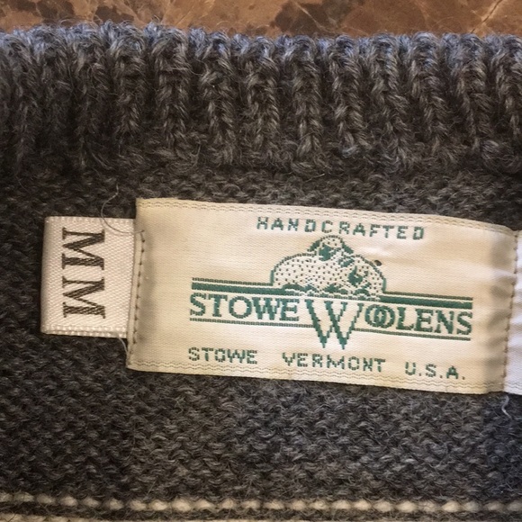 VTG Stowe Woolens Handcrafted Wool Fair Isle Nordic Ski Holiday Sweater Unisex M - Picture 11 of 15